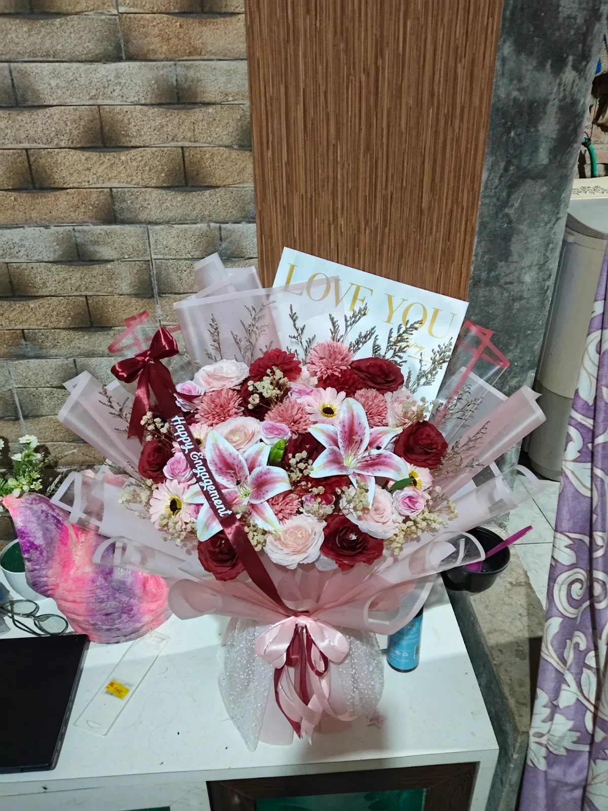 Buket Artificial Pink Lily Jumbo